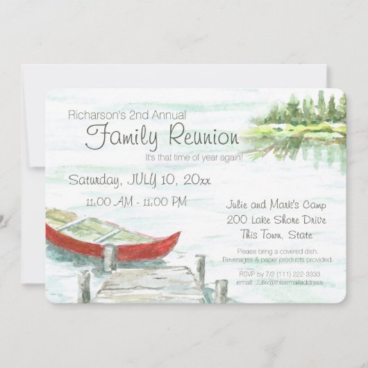 Schilderachtig Lake en kano familie reünie Kaart (Voorkant)
