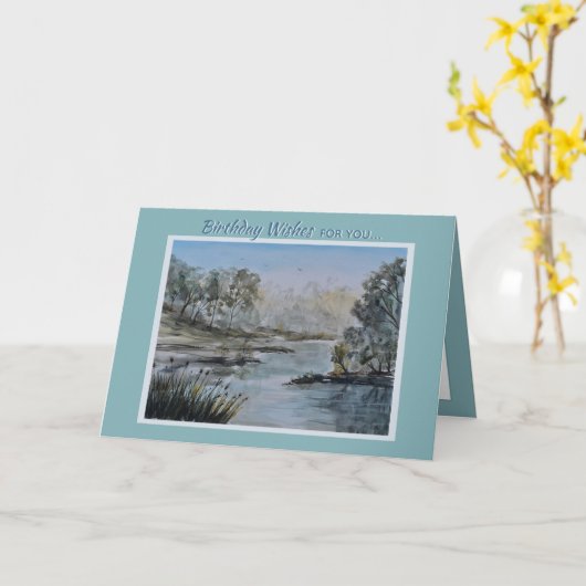 Schilderachtig Lakeside Landschap Kaart (Gele Bloem)