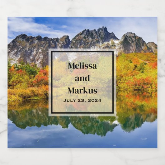 Schilderachtig Landschap Bos en Bergen Bruiloft Sparkling Wijnetiket (Enkel label)