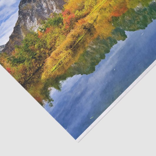 Schilderachtig landschap bos en bergen tissuepapier (Detail)