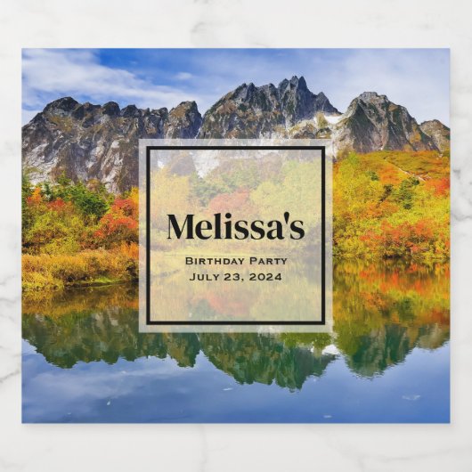 Schilderachtig Landschap Bos en Bergen Verjaardag Sparkling Wijnetiket (Enkel label)