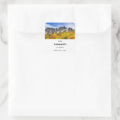 Schilderachtig landschap bos en bergen vierkante sticker (Tas)