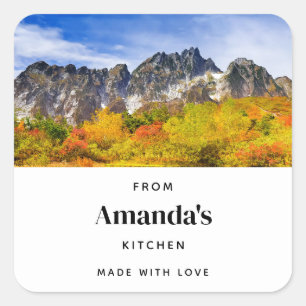 Schilderachtig landschap bos en bergen vierkante sticker