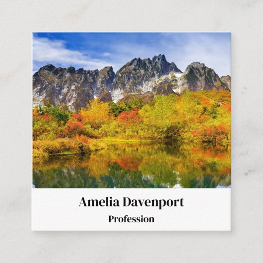 Schilderachtig landschap bos en bergen vierkante visitekaartje (Voorkant)