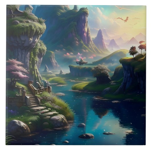 Schilderachtig Landschap Drie Tegeltje (Voorkant)