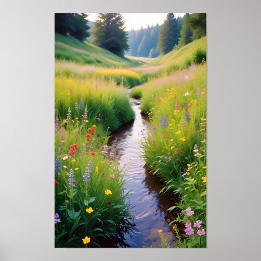 Schilderachtig landschap Forest Stream Natuur land Poster (Voorkant)