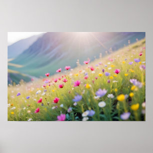 Schilderachtig landschap Meadow Valley Natuur Sere Poster