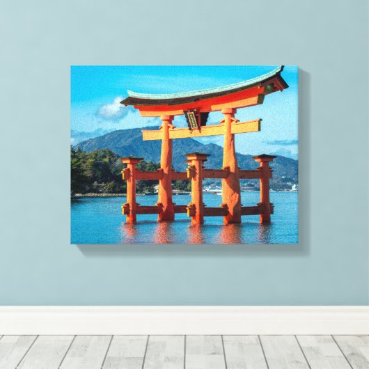 Schilderachtig landschap met Japanse Torii Gate Canvas Afdruk (Insitu (Houten vloer))