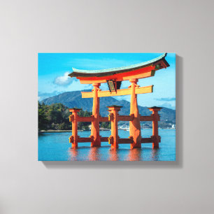 Schilderachtig landschap met Japanse Torii Gate Canvas Afdruk
