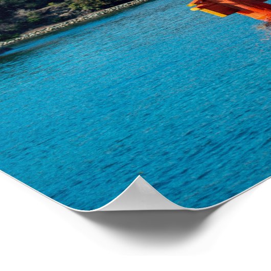 Schilderachtig landschap met Japanse Torii Gate Poster (Hoek)