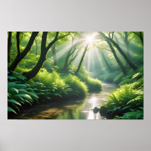 Schilderachtig landschap Panoramisch River Natuur  Poster