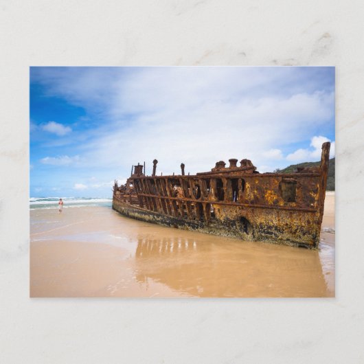 Schilderachtig landschap Schip Maheno wreck strand Briefkaart (Voorkant)