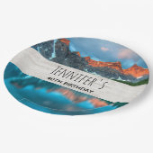 Schilderachtig landschap van bergland papieren bordje (Gekanteld)