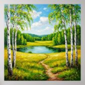 Schilderachtig landschap van een sereen meer poster (Voorkant)