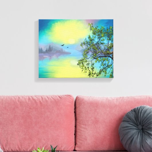 Schilderachtig landschap van het bergmeer canvas afdruk (Insitu (Woonkamer))