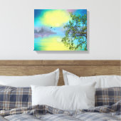 Schilderachtig landschap van het bergmeer canvas afdruk (Insitu (Slaapkamer))