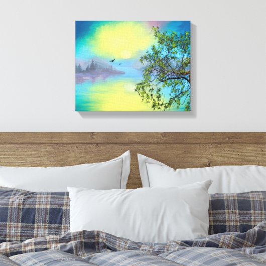 Schilderachtig landschap van het bergmeer canvas afdruk (Insitu (Slaapkamer))