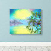 Schilderachtig landschap van het bergmeer canvas afdruk (Insitu (Houten vloer))