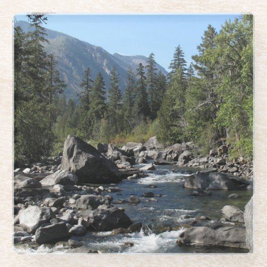 Schilderachtig landschap van het bergmeer glazen onderzetter (Voorkant)