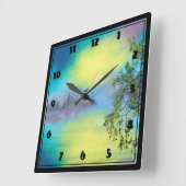 Schilderachtig landschap van het bergmeer vierkante klok (Hoek)