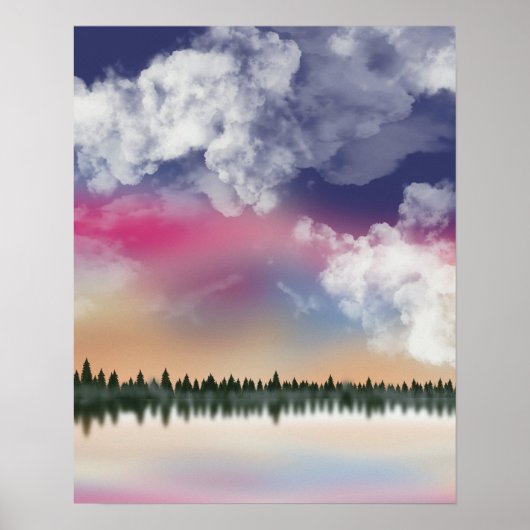 Schilderachtig landschap van Tranquil Pink Sky Bal Poster (Voorkant)