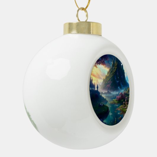 Schilderachtig Landschap Vier Keramische Bal Ornament (Links)