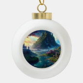 Schilderachtig Landschap Vier Keramische Bal Ornament (Voorkant)