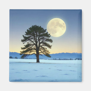 Schilderachtig landschap Wintermaan Natuur rustig Magneet