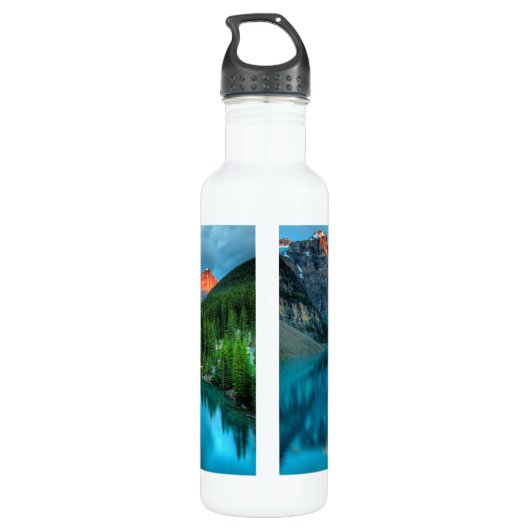 Schilderachtig landschapsfoto van bergen waterfles  (Achterkant)