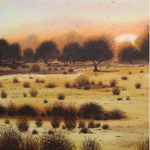 schilderachtig landschapszonsondergang boven bosgr legpuzzel