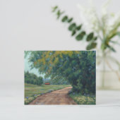 Schilderachtig landweg met rode boog en bomen briefkaart (Staand voorkant)