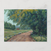 Schilderachtig landweg met rode boog en bomen briefkaart (Voorkant)