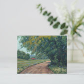 Schilderachtig landweg met rode boog en bomen kaart (Staand voorkant)