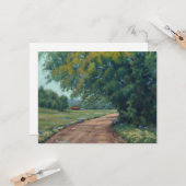 Schilderachtig landweg met rode boog en bomen kaart (Voorkant / Achterkant in situ)