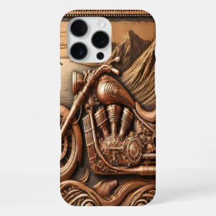 Schilderachtig lederen stijl motorfiets kunst iPhone 16 pro max hoesje