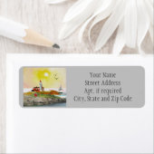 Schilderachtig Lighthouse Water RocksReturn-adres Etiket (Insitu)