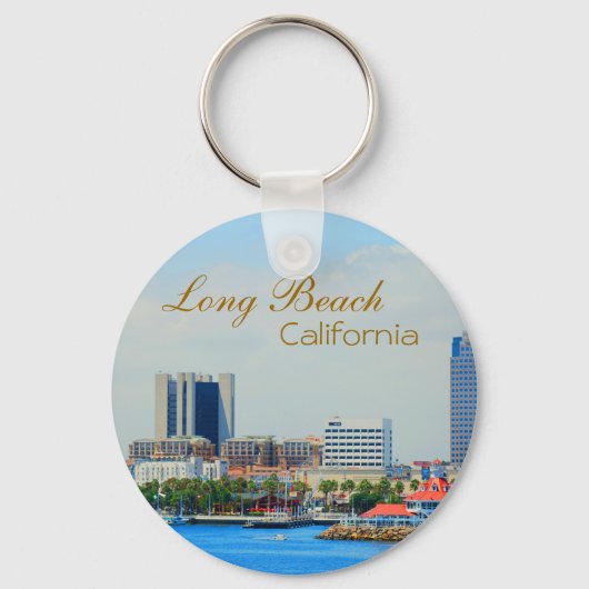 Schilderachtig Long Beach Skyline Sleutelhanger (Voorkant)