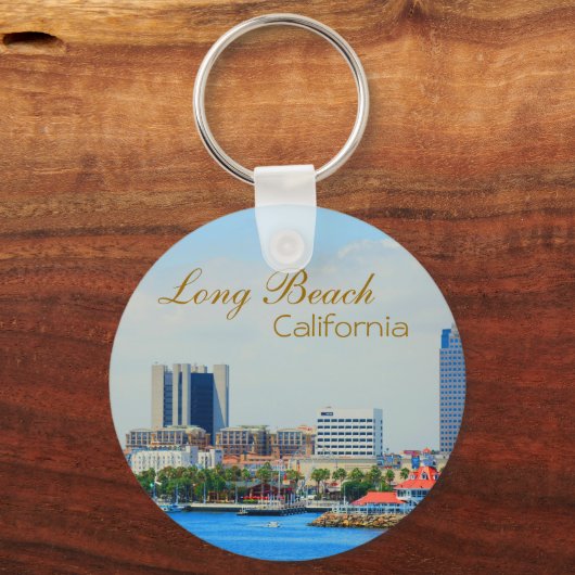 Schilderachtig Long Beach Skyline Sleutelhanger (Voorkant)