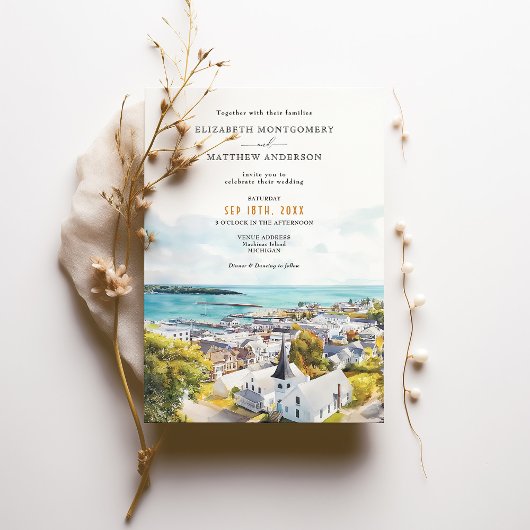 Schilderachtig Mackinac Island Michigan Waterverf  Kaart