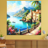 Schilderachtig mediterraan kustplaatsje canvas afdruk (Insitu (Woonkamer))