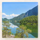 Schilderachtig meer en blauwe hemel glazen onderzetter (Voorkant)