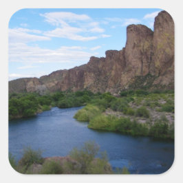 Schilderachtig meer Saguaro Vierkante Sticker