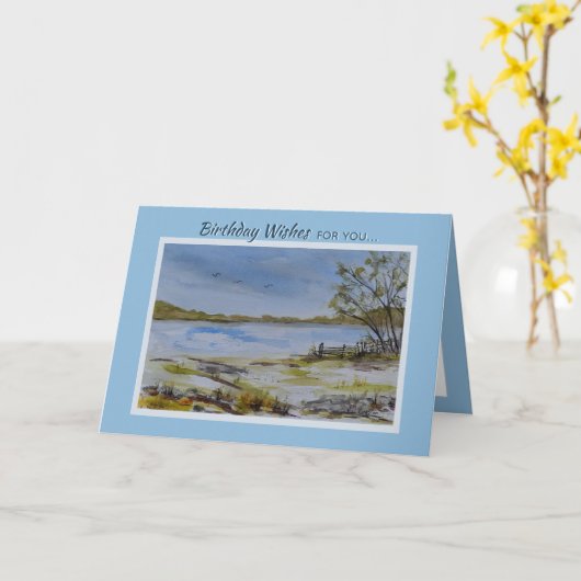 Schilderachtig meerlandschap kaart (Gele Bloem)