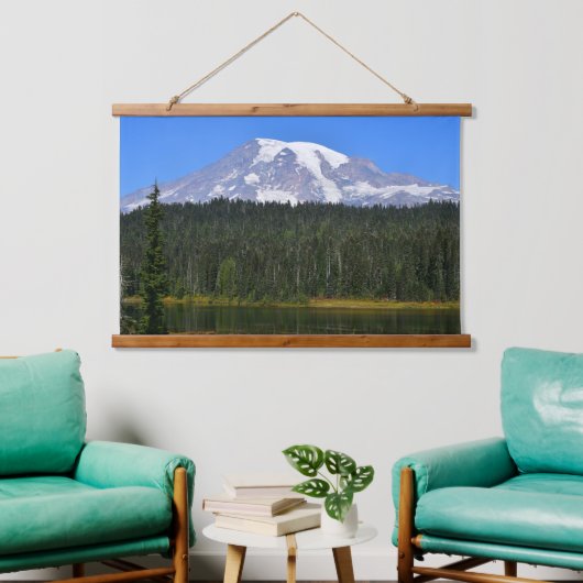 Schilderachtig Mount Rainier en Lake Landscape Hangend Wandkleed (Woonkamer)