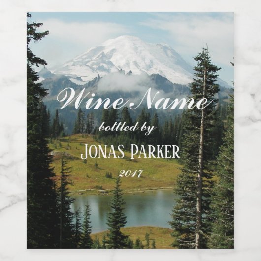 Schilderachtig Mount Rainier Landscape gepersonali Wijn Etiket (Enkel label)
