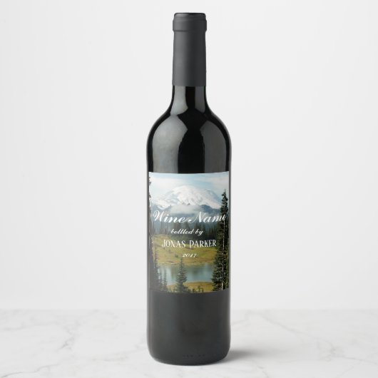 Schilderachtig Mount Rainier Landscape gepersonali Wijn Etiket (Voorkant)