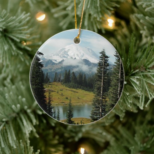 Schilderachtig Mount Rainier Landscape Vakantie Keramisch Ornament (Boom)