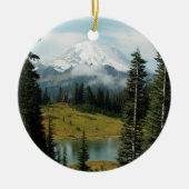 Schilderachtig Mount Rainier Landscape Vakantie Keramisch Ornament (Voorkant)