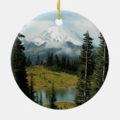 Schilderachtig Mount Rainier Landscape Vakantie Keramisch Ornament (Achterkant)