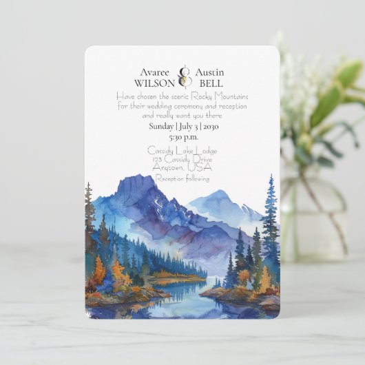 Schilderachtig Mountain en Lake Wedding Kaart (Staand voorkant)